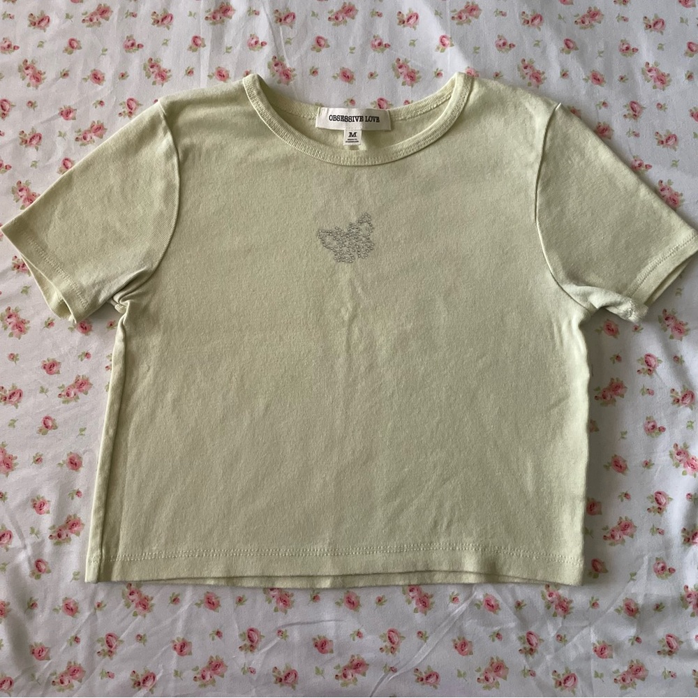 butterfly rhinestone cropped baby tee